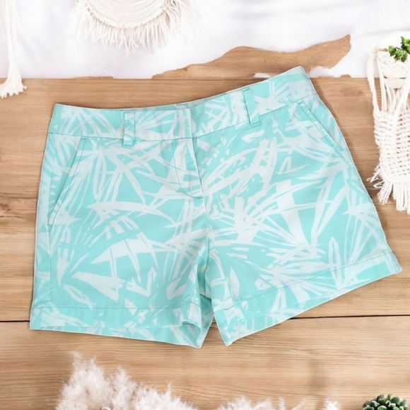 NEW Ann Taylor Loft 4” 100% Cotton Mint Green White Palm Tropical Shorts 0 - Picture 13 of 13